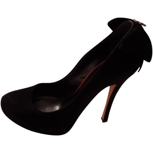 Dsquared2 black suede bow heel sz 35